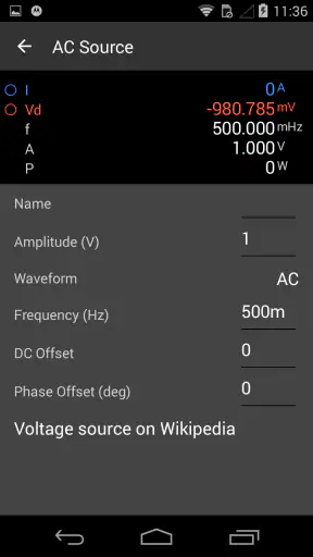iCircuit Electronics Simulator screenshot