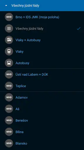 Jízdní řády IDOS screenshot