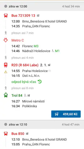 Jízdní řády IDOS screenshot