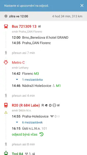 Jízdní řády IDOS screenshot