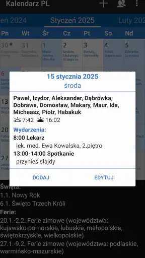 Kalendarz PL screenshot