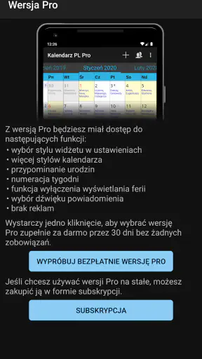 Kalendarz PL screenshot