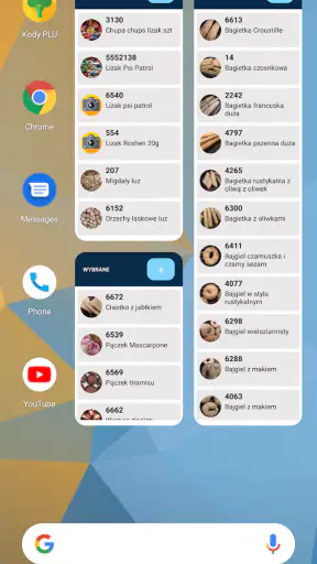 Kody PLU screenshot