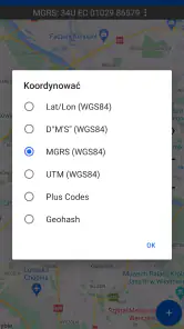 Mapa współrzędnych GPS screenshot