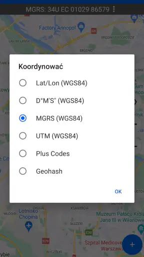 Mapa współrzędnych GPS screenshot