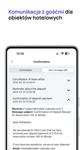 mobile-calendar hotel manager screenshot