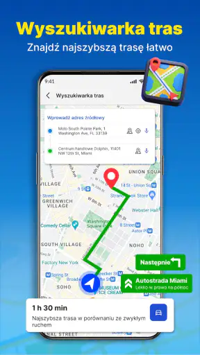 Nawigacja GPS i mapa tras screenshot