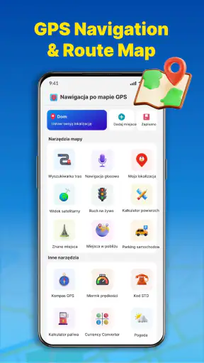 Nawigacja GPS i mapa tras screenshot