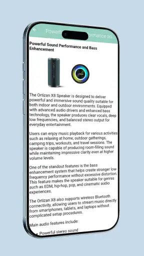 Ortizan X8 Speaker App Guide screenshot