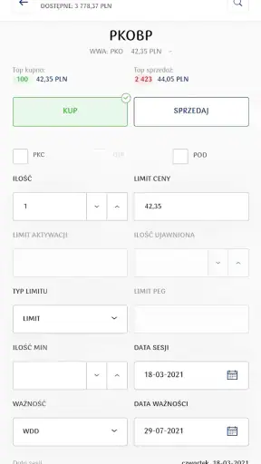 PKO supermakler screenshot