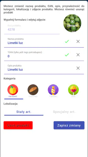 PLU Kody dla kasjerów screenshot