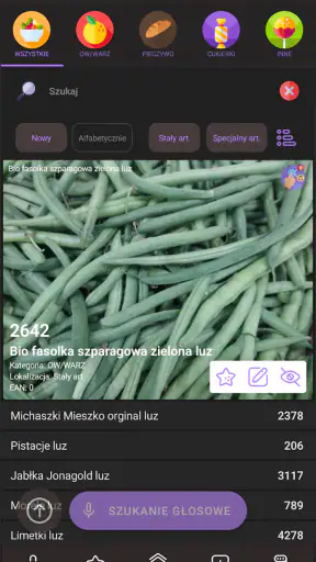 PLU Kody dla kasjerów screenshot