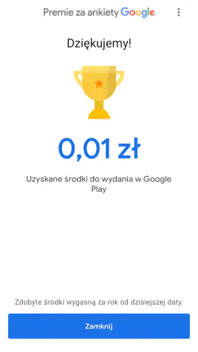 Premie za ankiety Google screenshot
