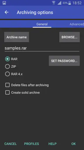 RAR screenshot