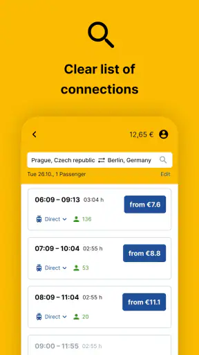 RegioJet screenshot