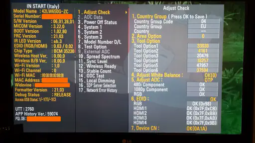 Service Menu Exp LG TV Lite screenshot