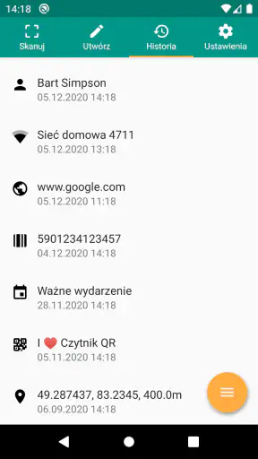 Skaner QR i kodów kreskowych screenshot