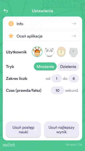 Tabliczka mnożenia i dzielenia screenshot