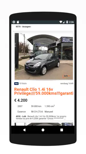 Tweedehands Auto België screenshot