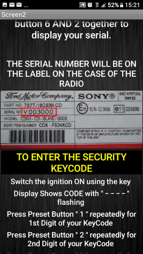 V-Serial Radio Code Decoder screenshot