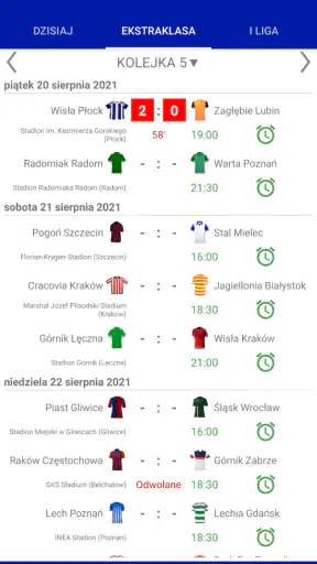 Wyniki na żywo dla Ekstraklasy screenshot