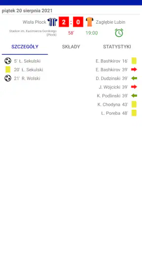 Wyniki na żywo dla Ekstraklasy screenshot