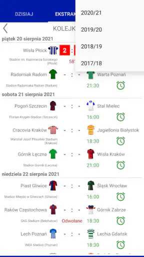 Wyniki na żywo dla Ekstraklasy screenshot